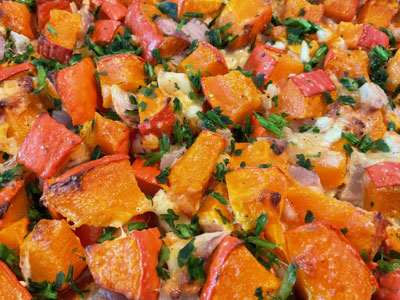 Photo D&eacute;s de potiron gratin&eacute;s